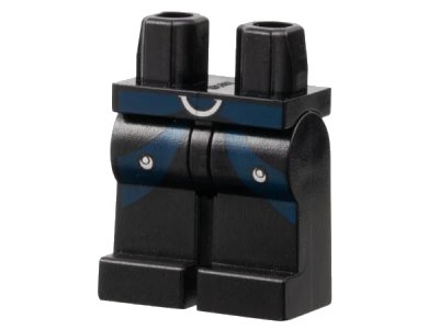 LEGO onderdeel Hips and Legs with SW Asajj Ventress Dark Blue Belt and Leg Markings Pattern (970c00pb0125)