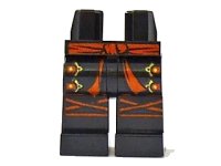 LEGO part Hips and Legs with Red Sash, Knee Wrappings, and Straps with Gold Buckles Pattern 970c00pb0218