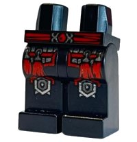 LEGO onderdeel Hips and Legs with Red Belt, Red Tassels and Silver Outlined Knee Pads Pattern 970c00pb0222