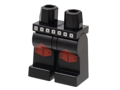 LEGO onderdeel Hips and Legs with Silver Belt and Red Knee Pads Pattern (970c00pb0271)