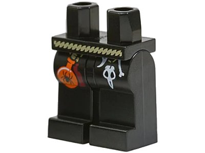 LEGO onderdeel Hips and Legs with White Belt, Skull and Bottle with Spider Pattern (970c00pb0280)