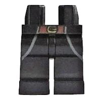 LEGO part Hips and Legs with Brown Belt with Gold Buckle and Coattails Outline Pattern 970c00pb0286