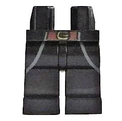 LEGO onderdeel Hips and Legs with Brown Belt with Gold Buckle and Coattails Outline Pattern (970c00pb0286)