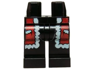 LEGO onderdeel Hips and Legs with Red Santa Robe with White Trim and Pockets Pattern (970c00pb0326)