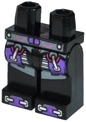 LEGO onderdeel Hips and Legs with Silver, Dark Bluish Gray and Dark Purple Robot Armor, Belt and Boots Pattern 970c00pb0393