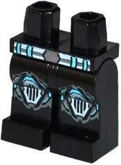 LEGO part Hips and Legs with Gray and Medium Azure Belt and Medium Azure, Gray and Black Knee Pads with Grille Pattern 970c00pb0394