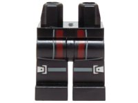 LEGO onderdeel Hips and Legs with Dark Red Panels and Gray and Silver Knee Straps with Buckles Pattern 970c00pb0395