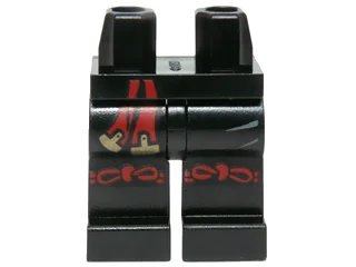 LEGO onderdeel Hips and Legs with Red and Gold Sash and Red Knotted Knee Straps Pattern (970c00pb0424)