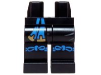 LEGO part Hips and Legs with Blue and Gold Sash and Blue Knotted Knee Straps Pattern 970c00pb0425