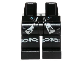 LEGO onderdeel Hips and Legs with White and Silver Sash Ends and White Knotted Knee Straps Pattern (970c00pb0427)