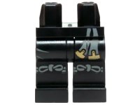 LEGO part Hips and Legs with Dark Bluish Gray and Gold Sash and Dark Bluish Gray Knotted Knee Straps Pattern 970c00pb0428
