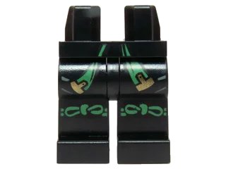LEGO onderdeel Hips and Legs with Green and Gold Sash and Green Knotted Knee Straps Pattern (970c00pb0429)