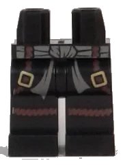 LEGO onderdeel Hips and Legs with Dark Bluish Gray Sash and Dark Brown Belts with Gold Buckles and Dark Brown Rope Knee Wrappings Pattern 970c00pb0578