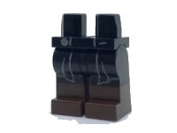LEGO part Hips and Legs with Silver Button, Light Bluish Gray Long Coattail Outlines and Dark Brown Boots Pattern 970c00pb0671