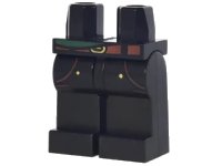 LEGO part Hips and Legs with Reddish Brown Pockets and Belt, Dark Green Shirt Tail and 2 Gold Rivets Pattern 970c00pb0695