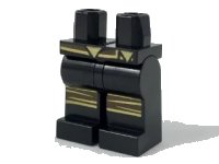 LEGO part Hips and Legs with Dark Brown and Gold Belt and Knee Wrappings Pattern 970c00pb0711