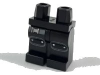 LEGO part Hips and Legs with Dark Bluish Gray Knee Pads and Belt on Right Leg Pattern 970c00pb0726