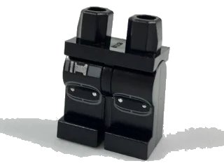 LEGO onderdeel Hips and Legs with Dark Bluish Gray Knee Pads and Belt on Right Leg Pattern (970c00pb0726)