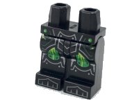 LEGO part Hips and Legs with Silver Armor Lines, Green Knee Pads with Lime Streaks Pattern 970c00pb0769