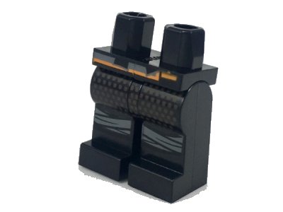 LEGO onderdeel Hips and Legs with Bright Light Orange Belt, Small Dark Tan Dots, Dark Bluish Gray Knee Wrappings Pattern (970c00pb0783)