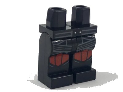 LEGO onderdeel Hips and Legs with Dark Bluish Gray Leathers, Red Knee Pads Pattern (970c00pb0784)