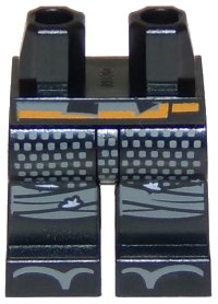 LEGO part Hips and Legs with Orange Belt, Chain Mail, Knee Wrappings and Sandals Pattern 970c00pb0855