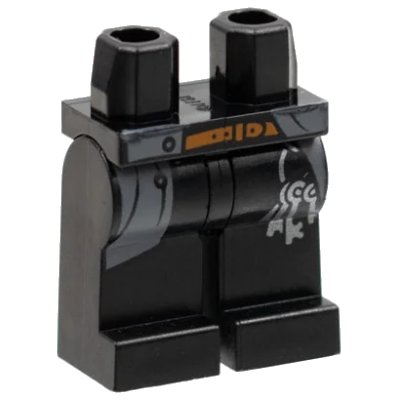 LEGO onderdeel Hips and Legs with Dark Bluish Gray Coattails, Reddish Brown Belt and Silver Keys Pattern (970c00pb0892)