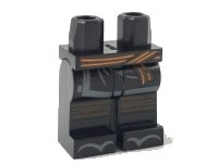 LEGO part Hips and Legs with Dark Brown and Orange Sash, Dark Brown Knee Wrappings, Dark Bluish Gray Coattails and Zori Sandals Pattern 970c00pb0908