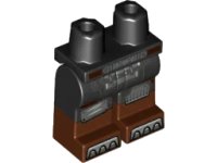 LEGO onderdeel Hips and Legs with Reddish Brown Boots, Silver Bat Buckle, Knee Pads, Toe Plates, and Dark Bluish Gray Tattered Cloth Pattern 970c00pb0936