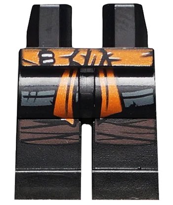 LEGO onderdeel Hips and Legs with Orange Sash and Knee Wrappings Pattern (970c00pb0980)