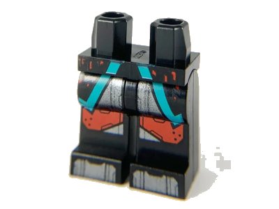 LEGO onderdeel Hips and Legs with Coattails with Dark Turquoise Hem, Silver and Red Armor Pattern (970c00pb1052)