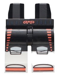 LEGO part Hips and Legs with White Boots, Coral Drawstring, Side Stripes and Toes Pattern 970c00pb1085
