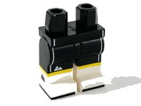LEGO onderdeel Hips and Legs with White Boots, White Side Strips and Mountain Logo at Knee and on Sides Pattern 970c00pb1093