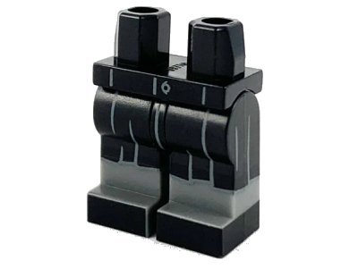 LEGO onderdeel Hips and Legs with Robe End, Dark Bluish Gray Gathers and Pants and Black Shoes Pattern (970c00pb1128)