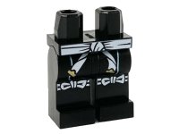 LEGO part Hips and Legs with White Sash and Bows on Knees and Metallic Light Blue Vertical Lines Pattern 970c00pb1166