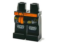 LEGO part Hips and Legs with Orange Sash and Tan Strap with Pearl Dark Gray Buckle and Knee Pads Pattern 970c00pb1197