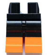 LEGO part Hips and Legs with Molded Orange Lower Legs / Boots Pattern 970c00pb1202