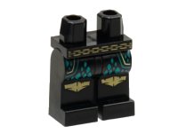 LEGO part Hips and Legs with Gold Chain Belt and Knee Pads, Dark Turquoise Scales Pattern 970c00pb1224