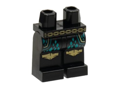 LEGO onderdeel Hips and Legs with Gold Chain Belt and Knee Pads, Dark Turquoise Scales Pattern (970c00pb1224)