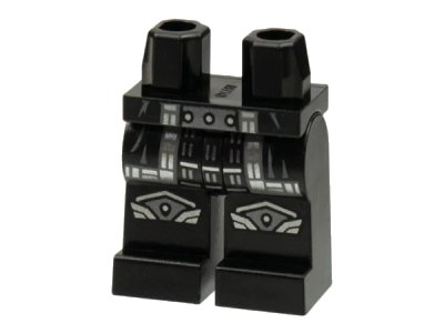 LEGO onderdeel Hips and Legs with Armor Coattails, Silver and Pearl Dark Gray Knee Pads and Trim Pattern (970c00pb1393)