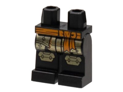 LEGO onderdeel Hips and Legs with Armor, Orange Sash and Trim, Gold Hip Skirts and Knee Pads Pattern (970c00pb1402)