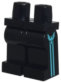 LEGO part Hips and Legs with Medium Azure Vertical Stripes and Bird Logo on Sides Pattern 970c00pb1572