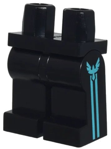 LEGO onderdeel Hips and Legs with Medium Azure Vertical Stripes and Bird Logo on Sides Pattern (970c00pb1572)