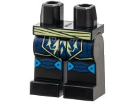 LEGO part Hips and Legs with Bright Light Yellow Sash and Electricity, Dark Blue Robe Ends and Knee Pads, Dark Azure Trim Pattern 970c00pb1688
