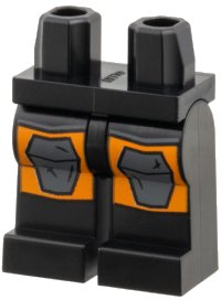 LEGO part Hips and Legs with Dark Bluish Gray Hexagonal Panels on Orange Squares Pattern 970c00pb1824