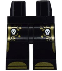 LEGO part Hips and Legs with White Skulls, Gold Elaborate Trim and Boots Pattern (BAM) 970c00pb1842