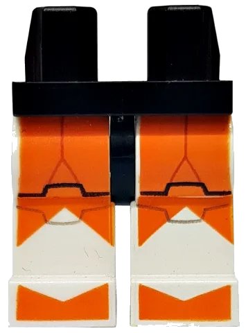 LEGO onderdeel Hips and White Legs with SW Clone Trooper and Orange Large Markings Pattern (970c01pb03)