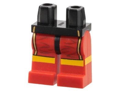 LEGO onderdeel Hips and Red Legs with Boxing Trunks with Gold Piping Pattern (970c05pb03)