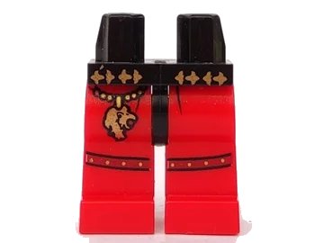 LEGO onderdeel Hips and Red Legs with Gold Belt and Lion Head Charm Pattern (970c05pb04)