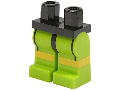 LEGO onderdeel Hips and Lime Legs with Black Lines and Yellow Knee Stripes Pattern (970c34pb01)